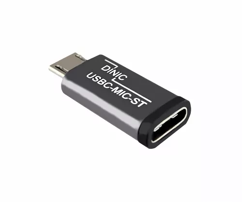 Adapter, mikro vtič v vtičnico USB C, aluminijasta škatla, vesoljsko siva, škatla DINIC